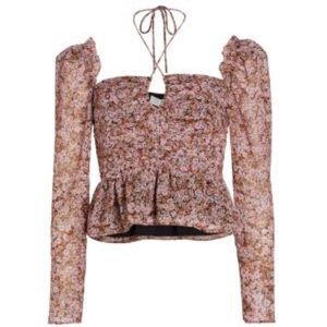ASTR The Label Toni Peplum Floral Top - Small